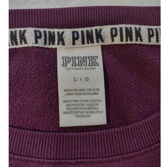 Pink Victorias Secret Sweatshirt Women Large Graphic Plum Purple Crewneck Fleece - Picture 6 of 9